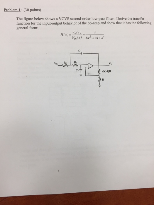 Solved Problem 1: (30 points) The figure below shows a VCVS | Chegg.com
