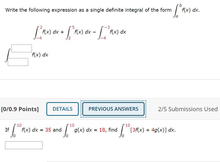 solved-write-the-following-expression-as-a-single-definite-chegg