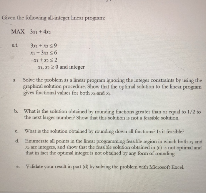 Solved Given the following all-integer linear program: MAX | Chegg.com