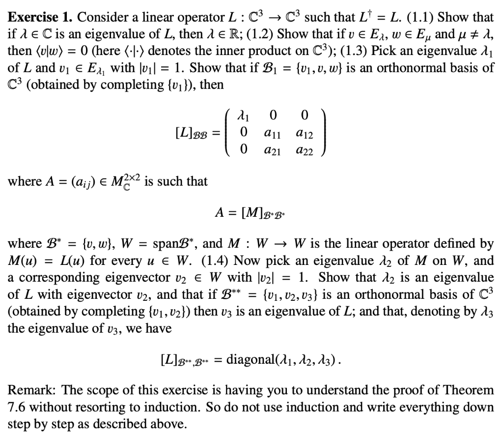 Exercise 1 Consider A Linear Operator L C3 Chegg Com