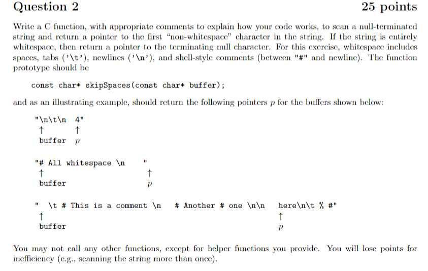 Solved Question 2 25 points Write a C function, with | Chegg.com