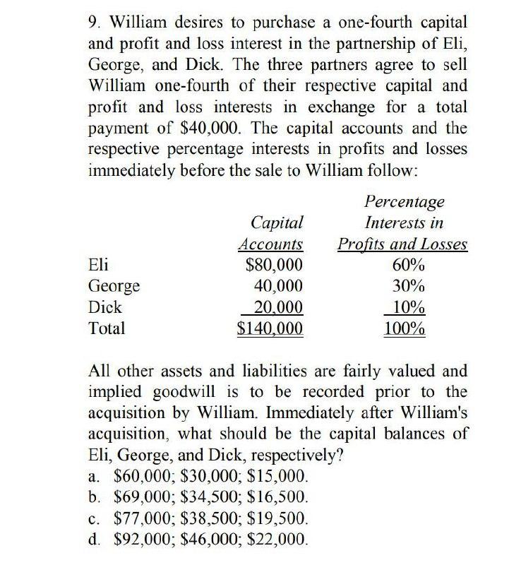 solved-9-william-desires-to-purchase-a-one-fourth-capital-chegg