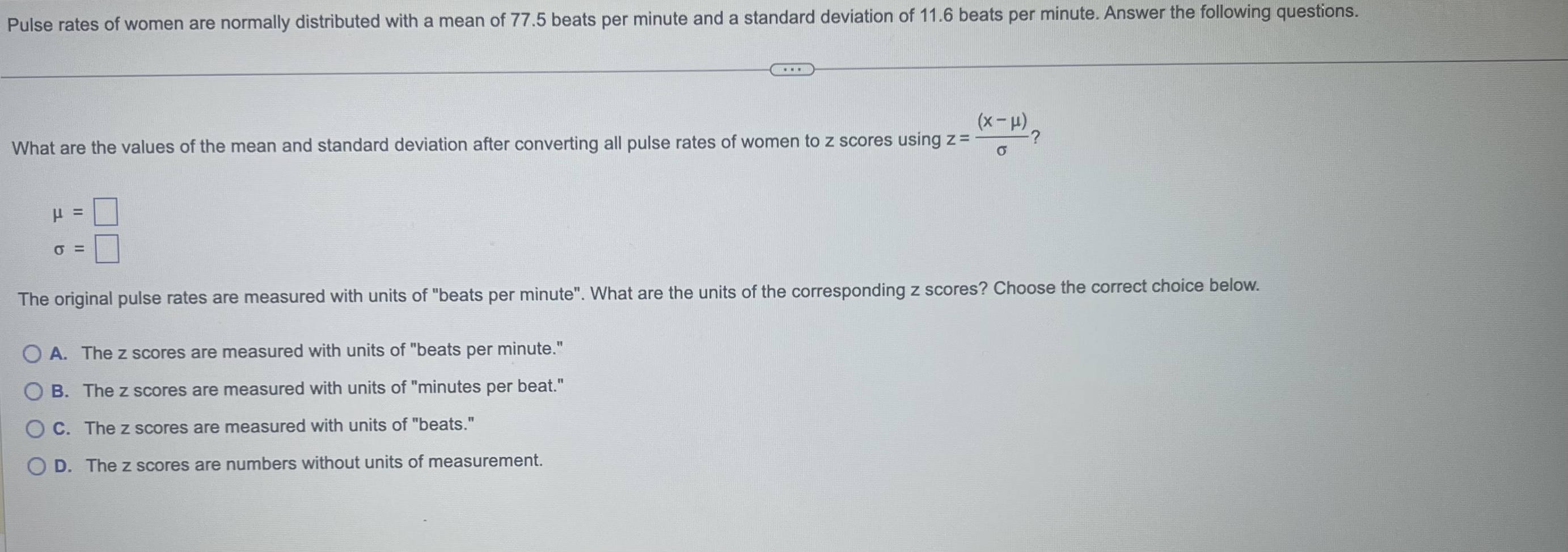 Solved What are the values of the mean and standard