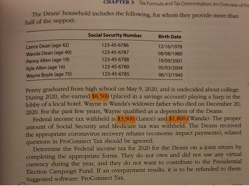 Solved ax 1) Lance H. and Wanda B. Dean are married and live