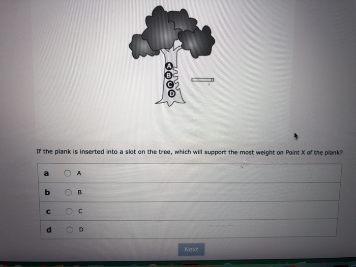 Solved If the plank is inserted into a slot on the tree, | Chegg.com