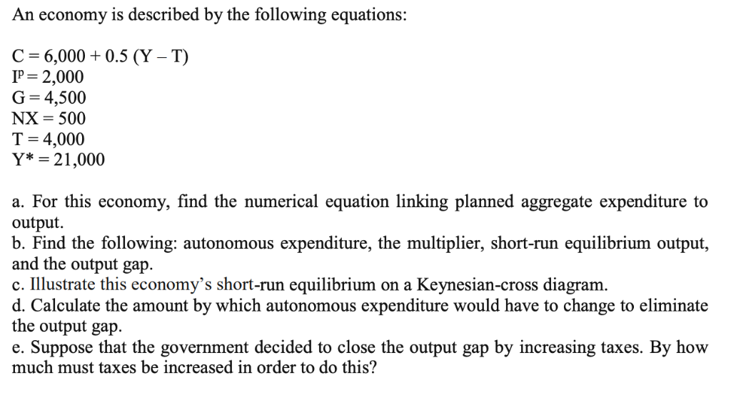 An Economy Is Described By The Following Equations An economy is described by the following equations: c | Chegg.com