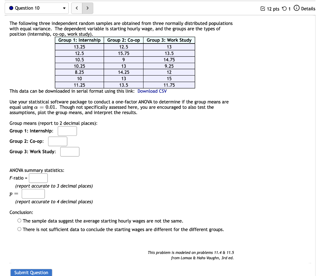 Solved Question 10 12 pts 1 Details The following three | Chegg.com