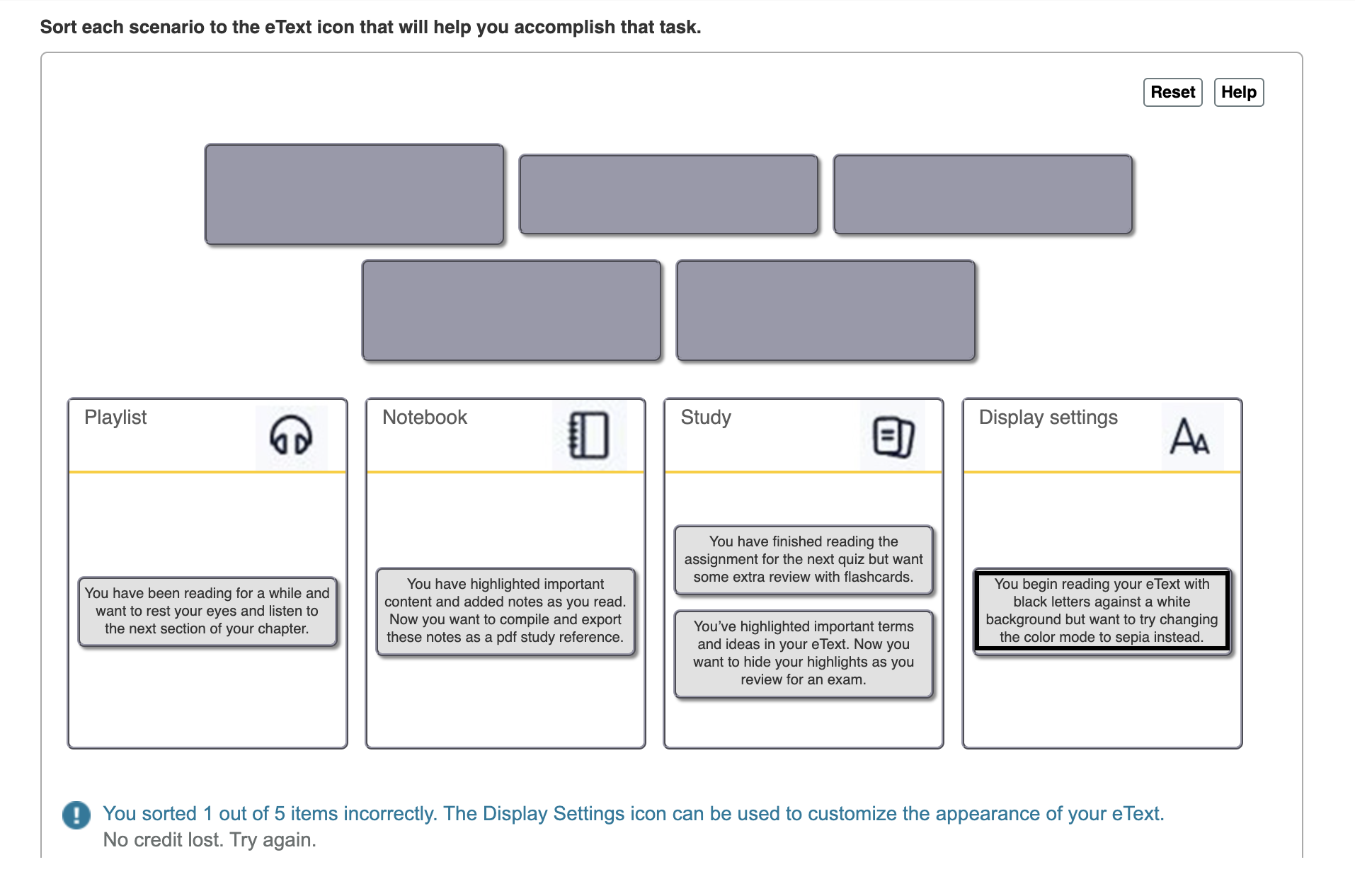 Solved Sort each scenario to the eText icon that will help