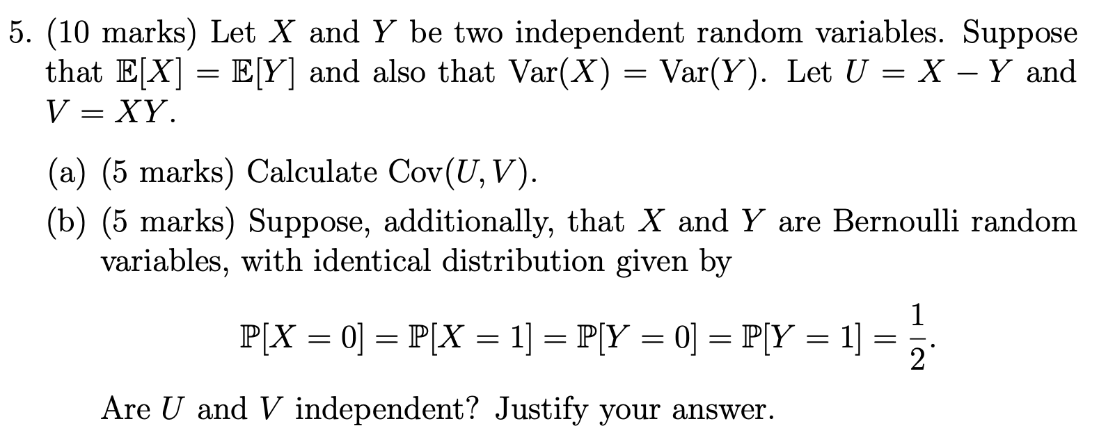 Solved 10 Marks Let X And Y Be Two Independent Random 1319