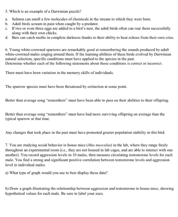Solved 5. Which is an example of a Darwinian puzzle? a.