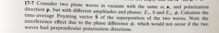 Solved Consider two plane waves in vacuum with the same | Chegg.com