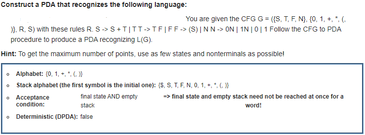 Construct a PDA that recognizes the following | Chegg.com