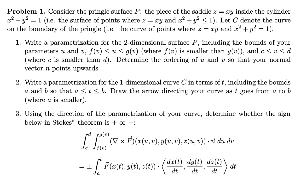 Problem 1 Consider The Pringle Surface P The Pie Chegg Com