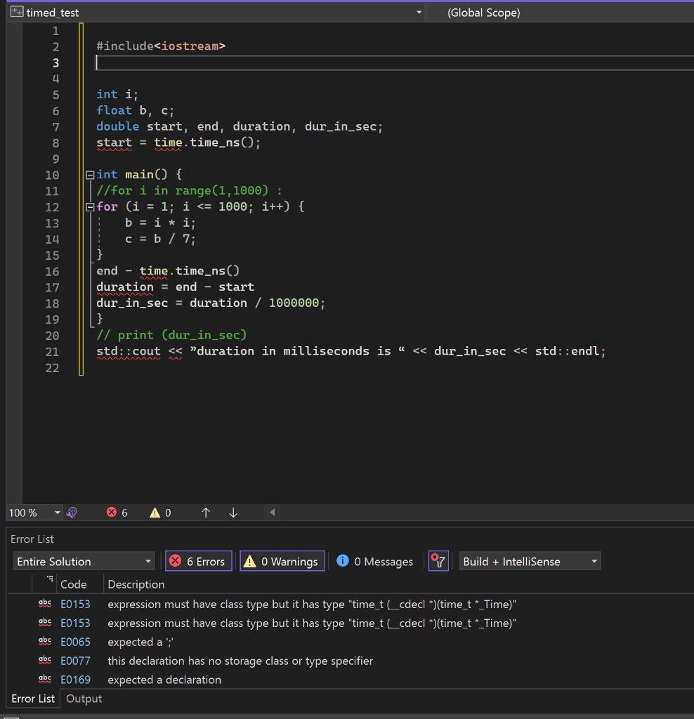 Error List
(i) O Messages