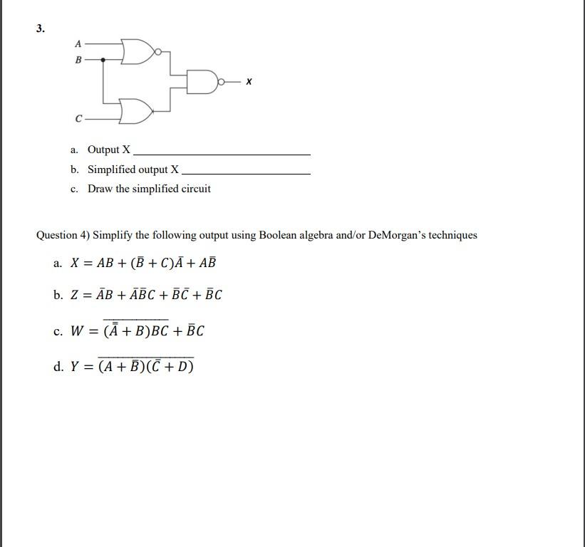 Solved Boolean Analysis Of Logic Circuits Question 1) Find | Chegg.com