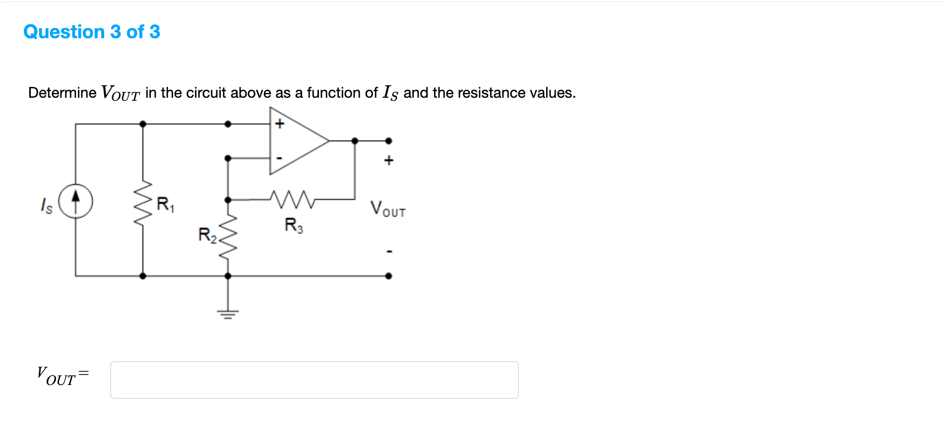 Solved Question 1 of 3 Determine Vout in the circuit above | Chegg.com