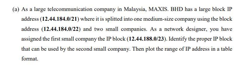 Solved A As A Large Telecommunication Company In Malaysia Chegg Com