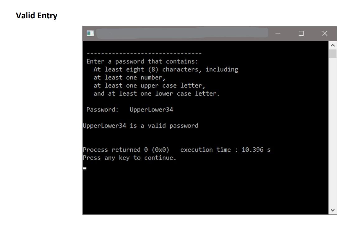 Solved Password validation with Test Cases Using the String | Chegg.com