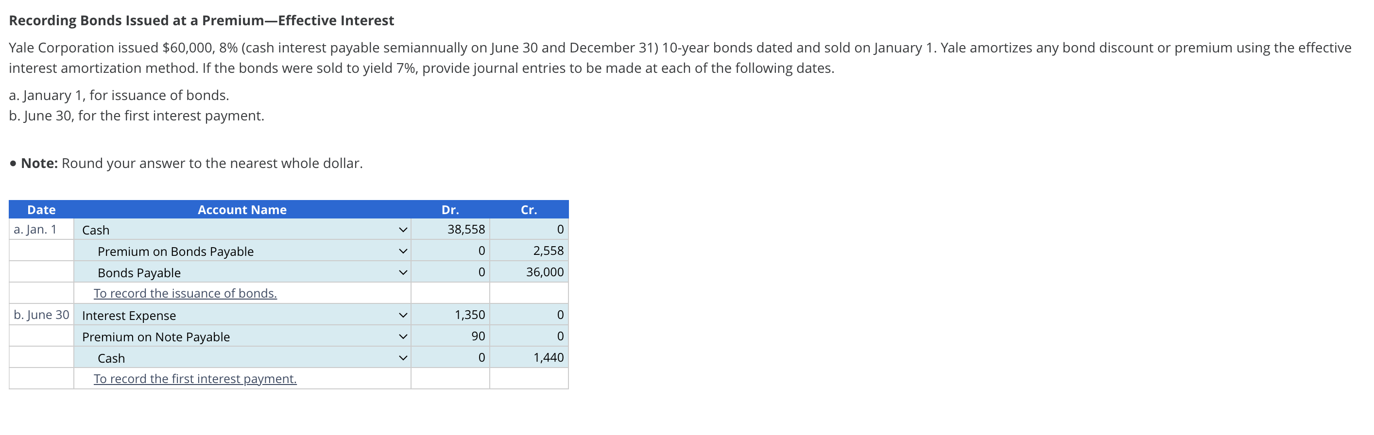 Solved Recording Bonds Issued at a PremiumEffective