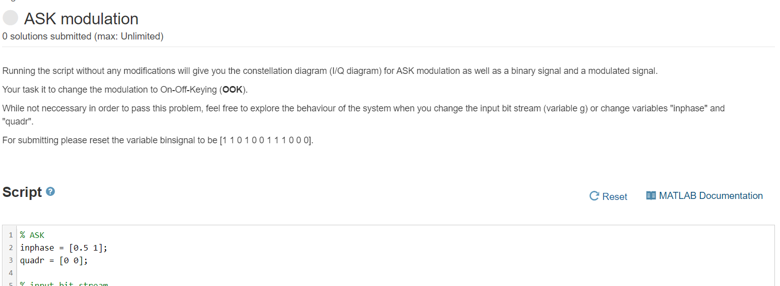 ASK modulation O solutions submitted (max: Unlimited) | Chegg.com
