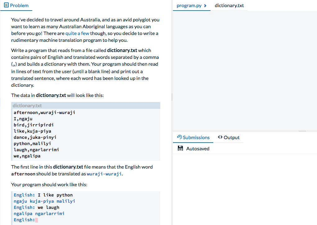 Solved Problemm program.pydictionary.txt You've decided to | Chegg.com