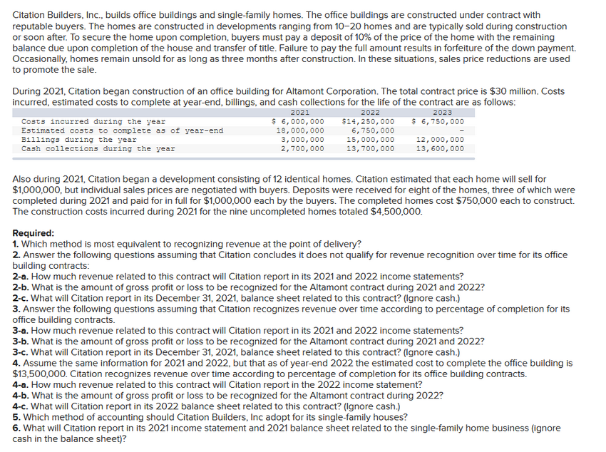Solved Citation Builders, Inc., builds office buildings and | Chegg.com