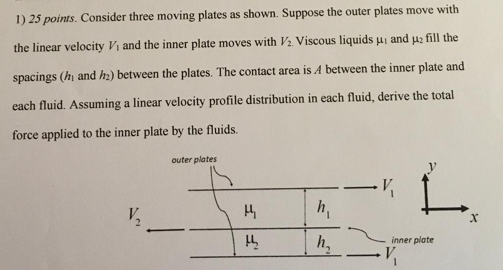 Solved 1) 25 points. Consider three moving plates as shown. | Chegg.com