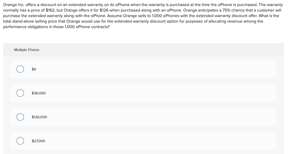 Solved Orange Inc. offers a discount on an extended warranty
