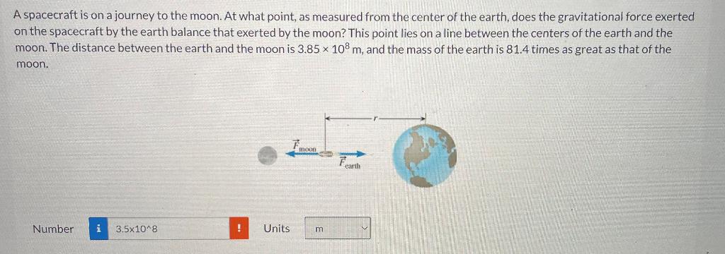 Solved A spacecraft is on a journey to the moon. At what | Chegg.com