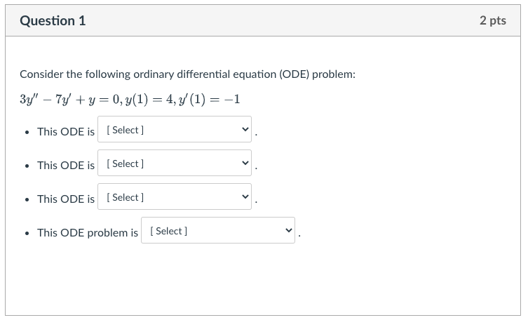 Solved Consider the following ordinary differential equation | Chegg.com