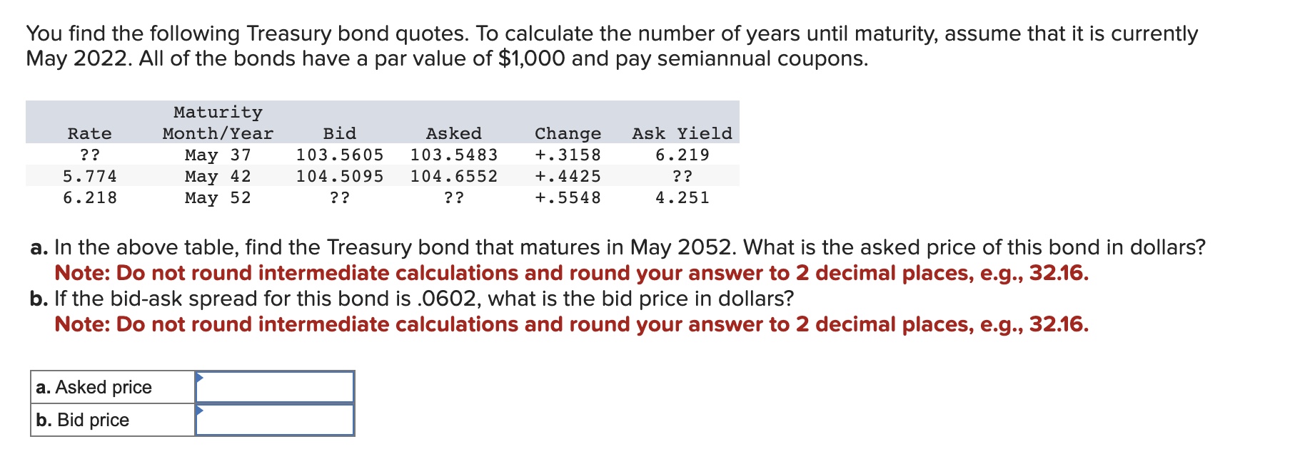 Solved You find the following Treasury bond quotes. To | Chegg.com