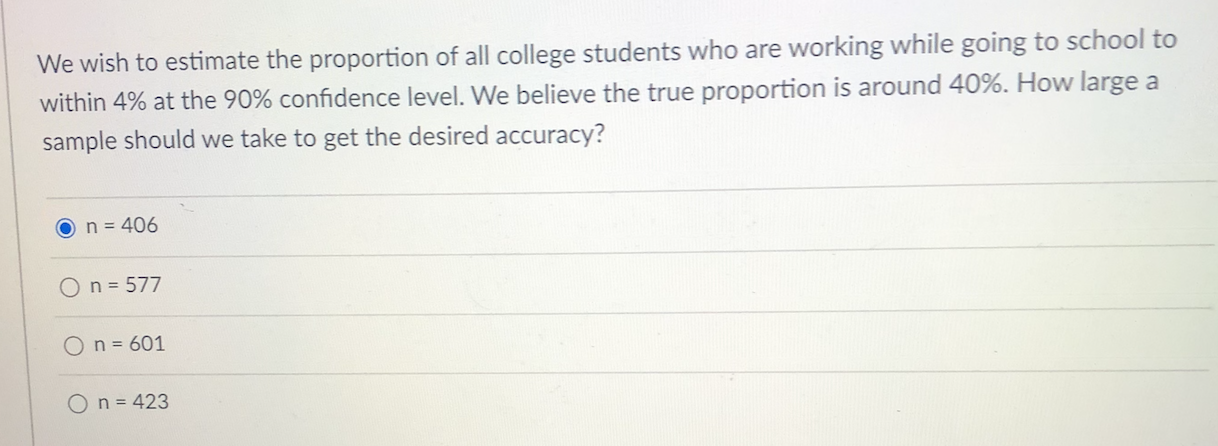 Solved We wish to estimate the proportion of all college | Chegg.com