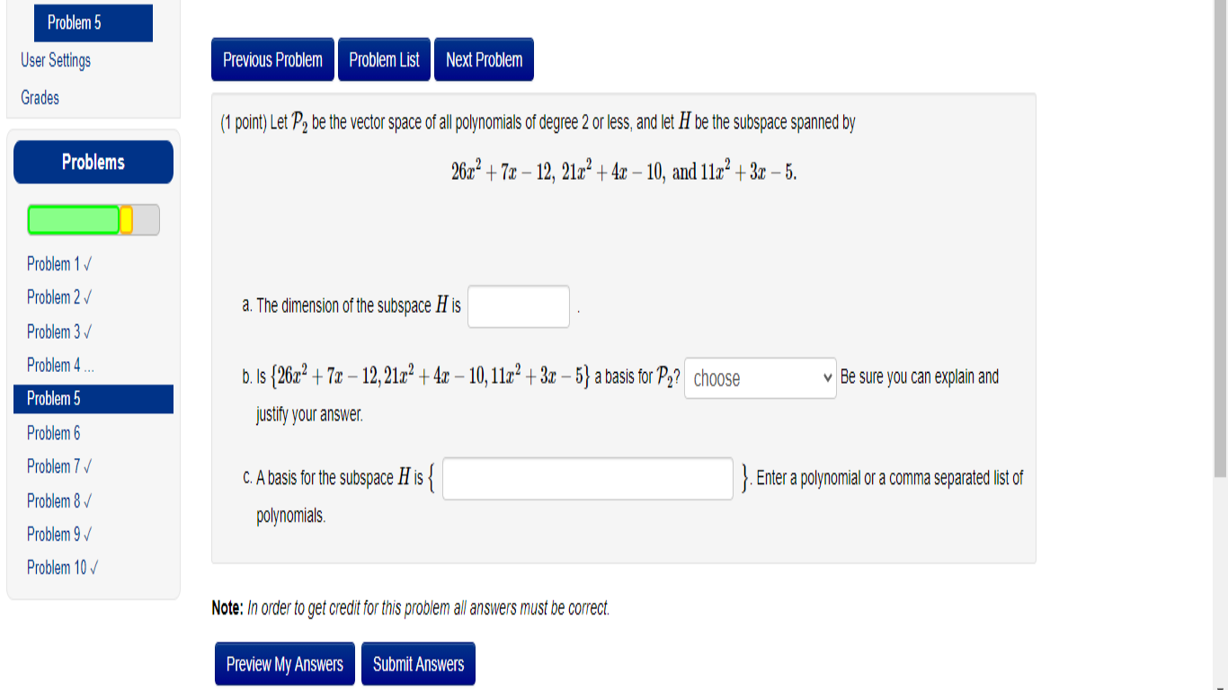 Solved Problem 5 User Settings Previous Problem Problem List | Chegg.com