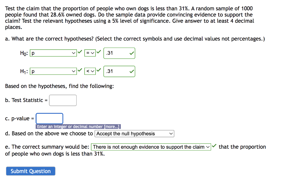 Solved Test the claim that the proportion of people who own | Chegg.com