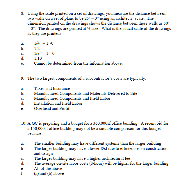 Solved Multiple Choice Select the Best Answer for Each | Chegg.com