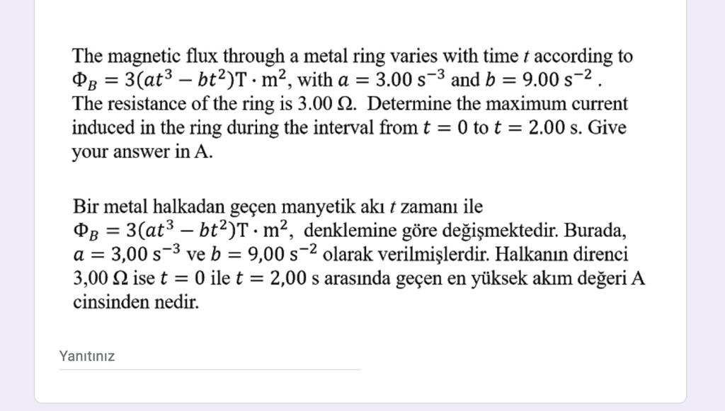 Solved The magnetic flux through a metal ring varies with | Chegg.com