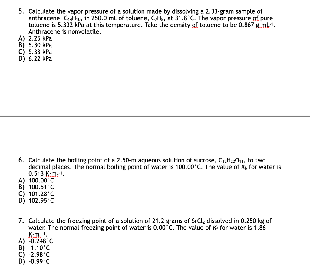 Solved 5. Calculate the vapor pressure of a solution made by | Chegg.com