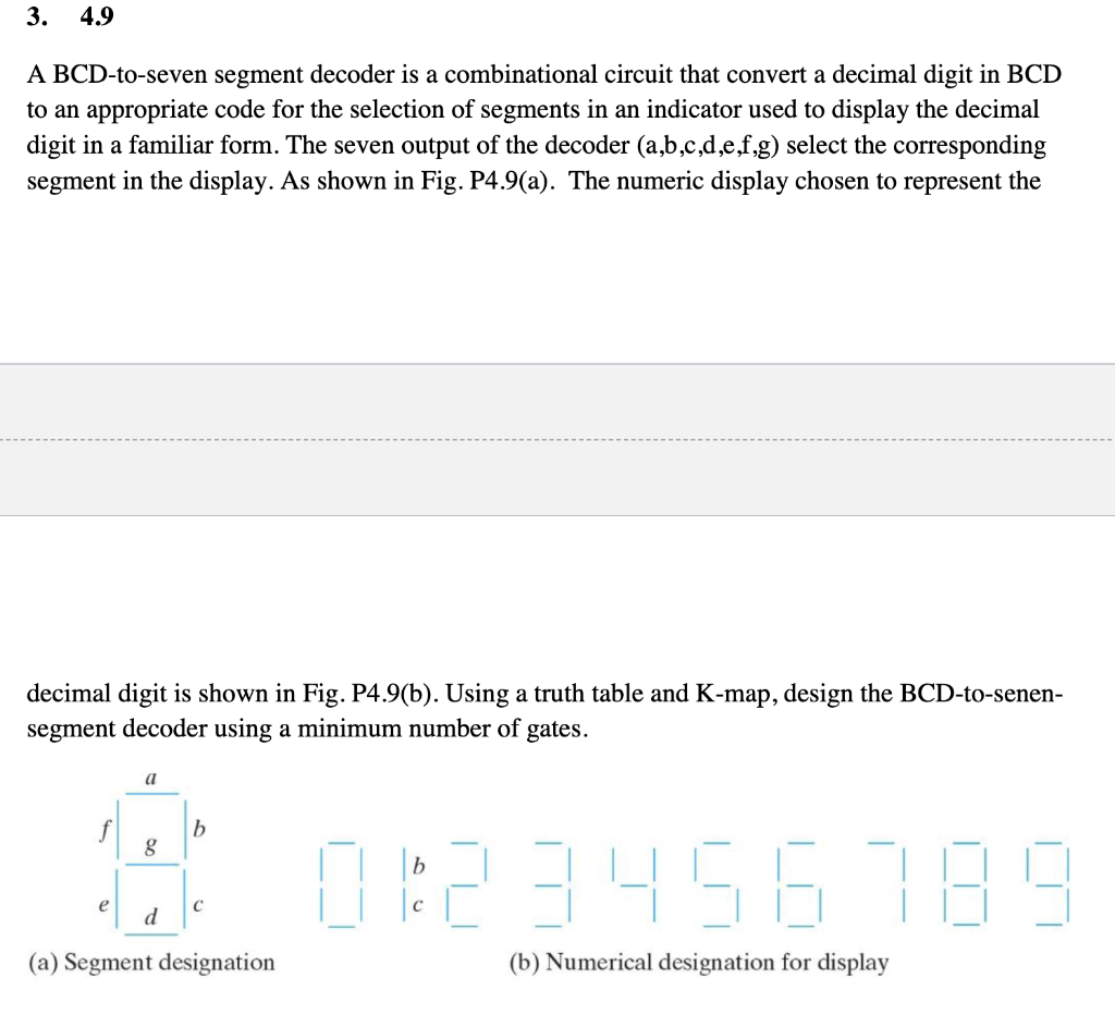 Solved A Bcd To Seven Segment Decoder Is A Combinationa 8877