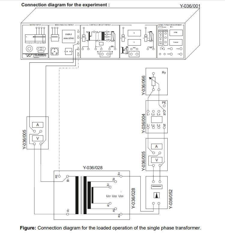 Solved Connection diagram for the experiment Y-036/001 -o-o | Chegg.com