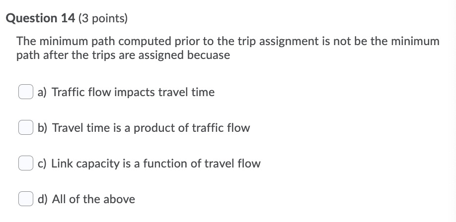 Trip Assignment Minimum Path Tree Example Solved Question 14 (3 points) The minimum path computed | Chegg.com