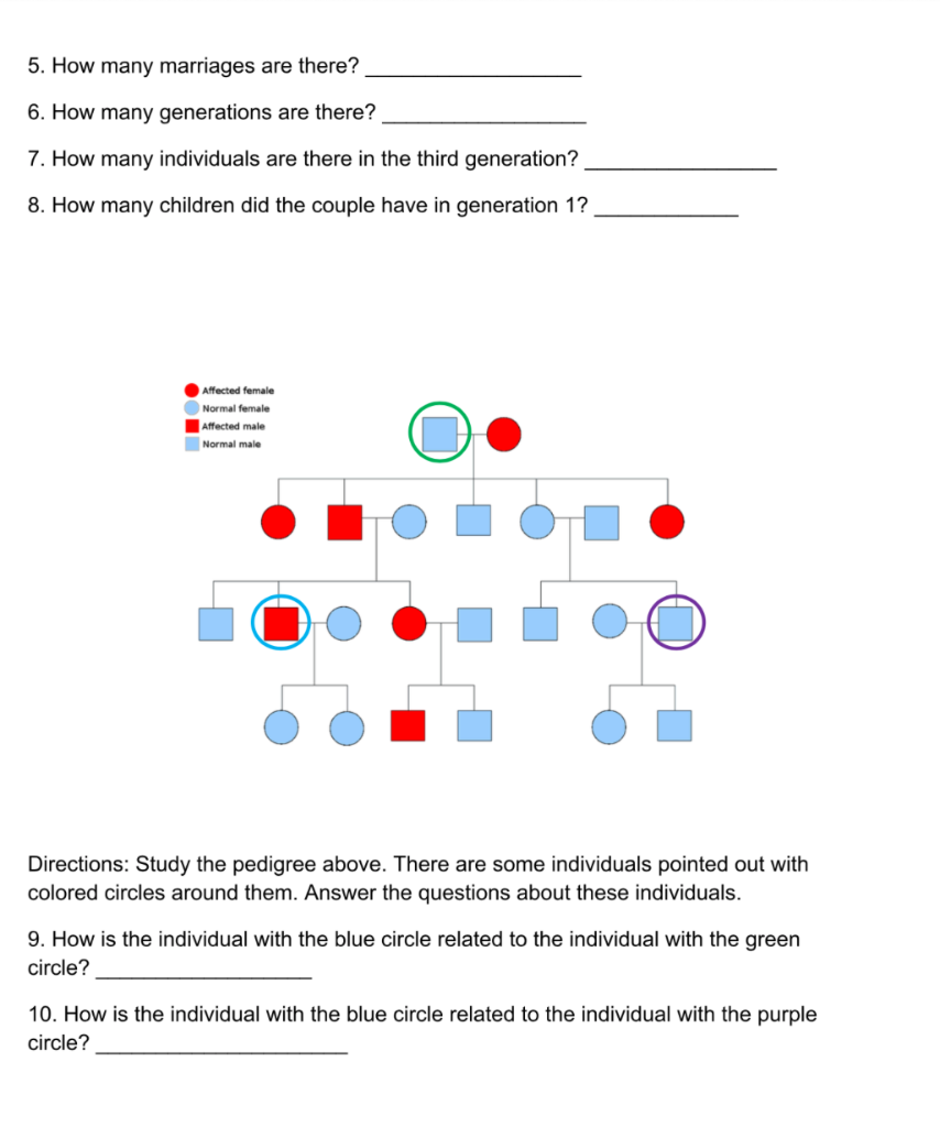 Biology Interpreting A Human Pedigree Directions Use Chegg 