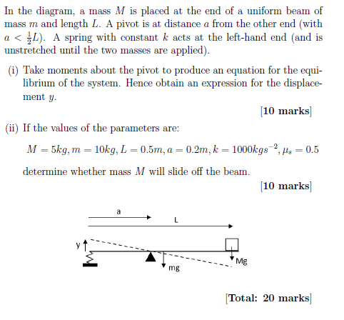 Solved In the diagram, a mass M is placed at the end of a | Chegg.com