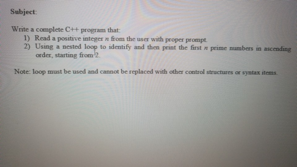 Solved Subject: Write a complete C+ + program that 1) Read a | Chegg.com