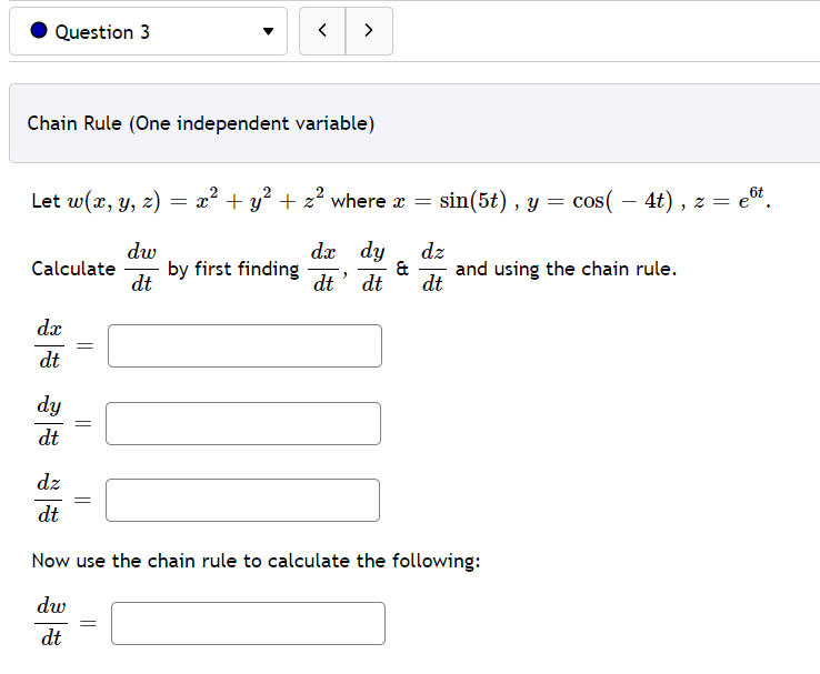 Solved Chain Rule (One independent variable) Let | Chegg.com