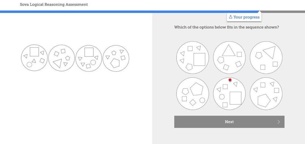 Solved Sova Logical Reasoning Assessment 8 Your Progress | Chegg.com