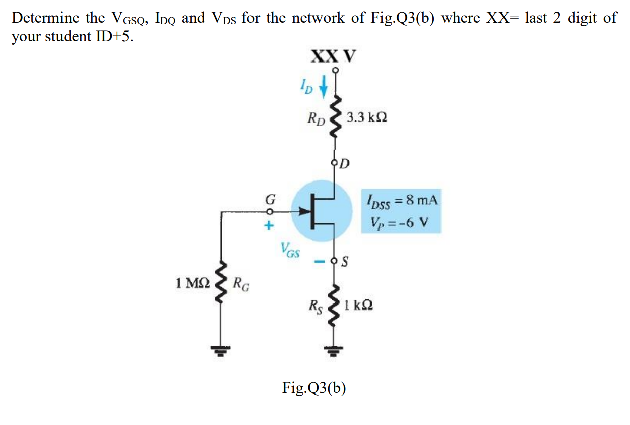 Solved Determine the VGsQ, IDQ and Vds for the network of | Chegg.com
