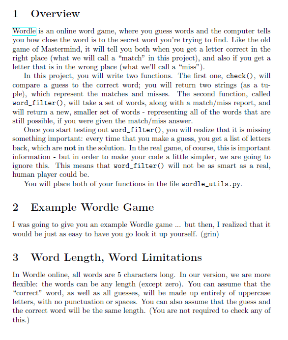 1 Overview Wordle is an online word game, where you | Chegg.com