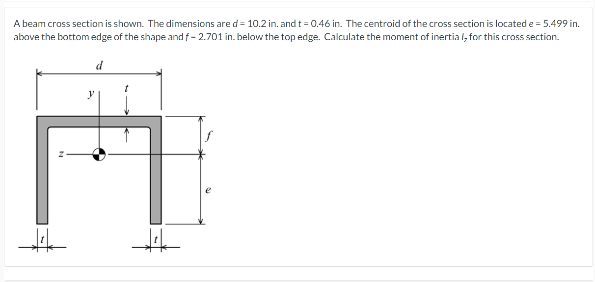 Solved A beam cross section is shown. The dimensions are | Chegg.com