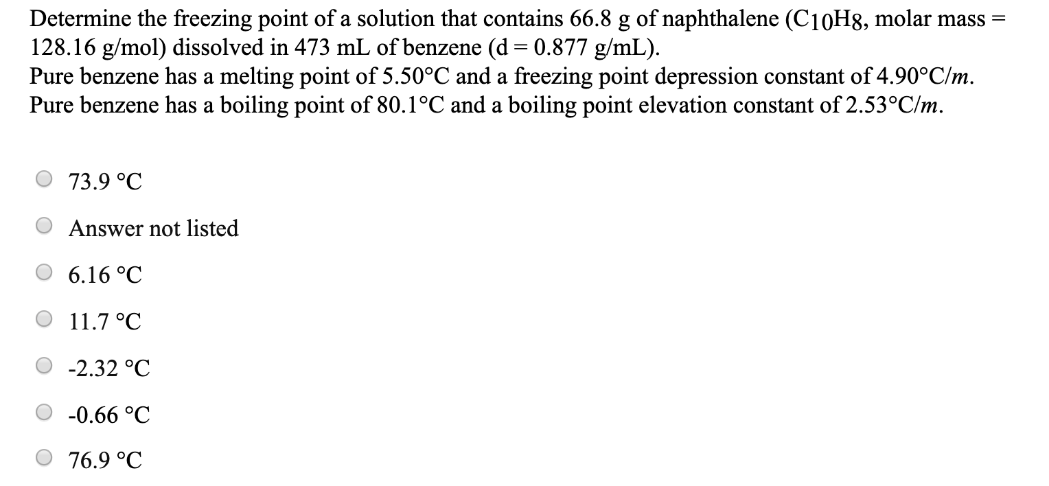 Solved Determine the freezing point of a solution that | Chegg.com