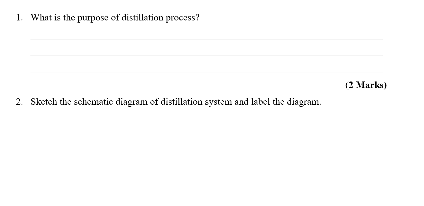 Solved 1. What is the purpose of distillation process? 2.